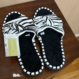 Black and White Striped Women's Flats